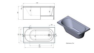 Акриловая ванна Timo Roha ROHA1470 140x70 см